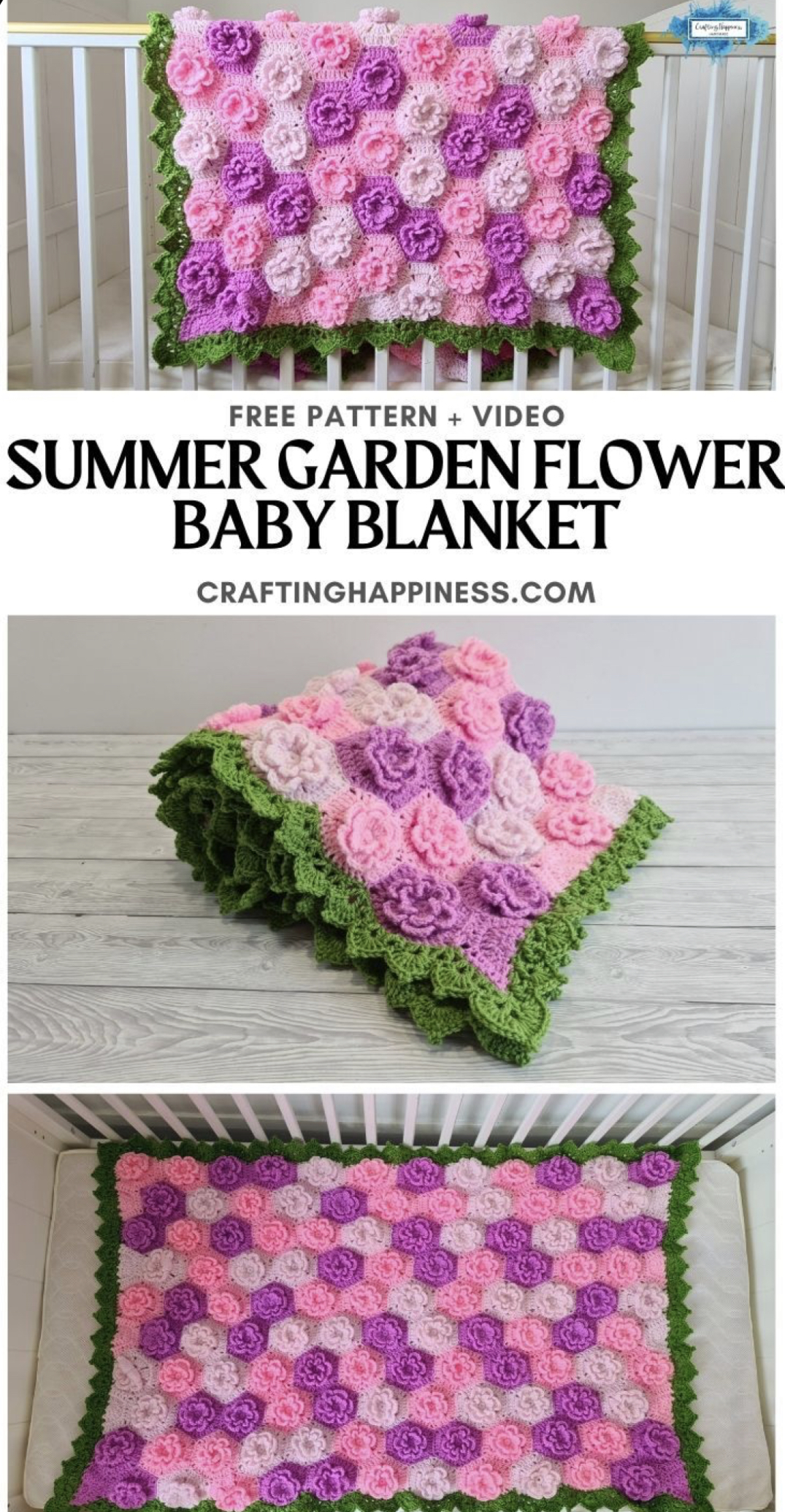 Lovely Summer Garden Flower Baby Blanket FREE CROCHET PATTERN