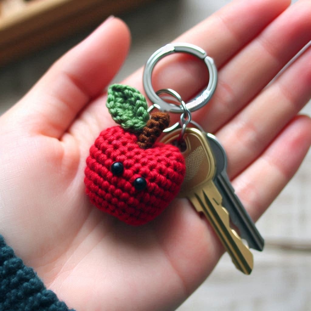 Crochet Apple Keychain FREE CROCHET PATTERN Craftorator