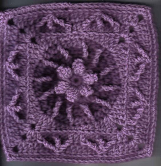 Crochet Flower and Trebles Square