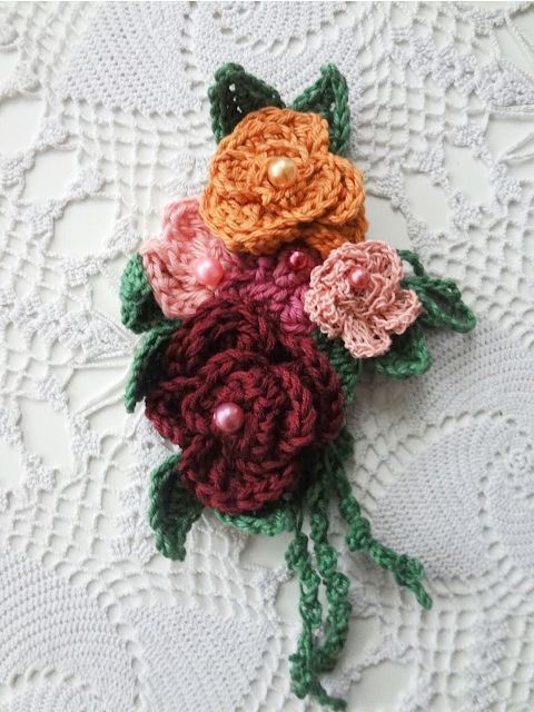 Crochet Rose Brooch