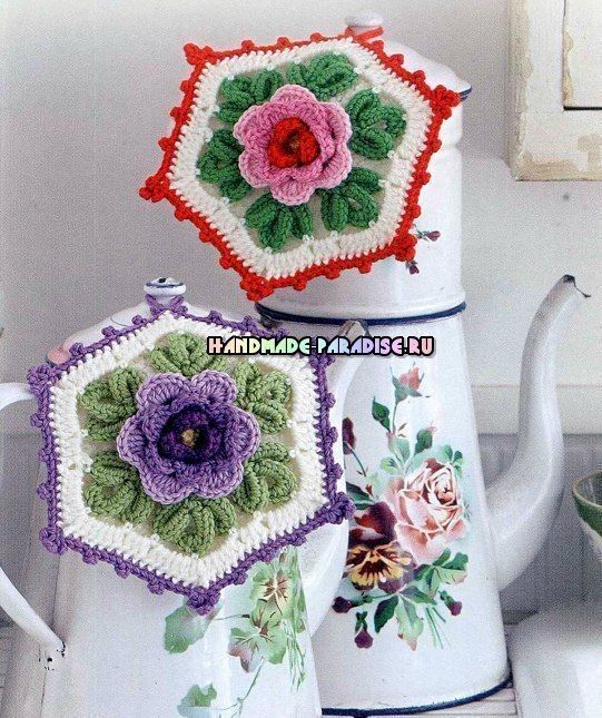 The most beautiful roses crochet pot holders