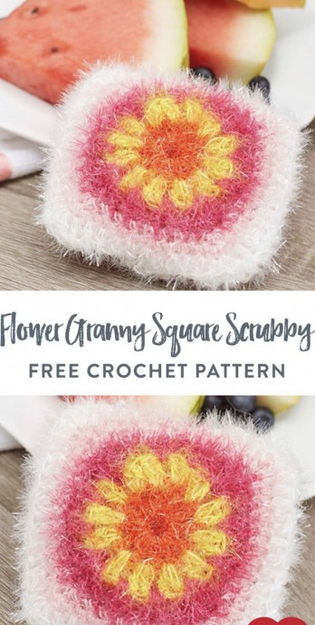 Lovely Flower Granny Square Scrubby