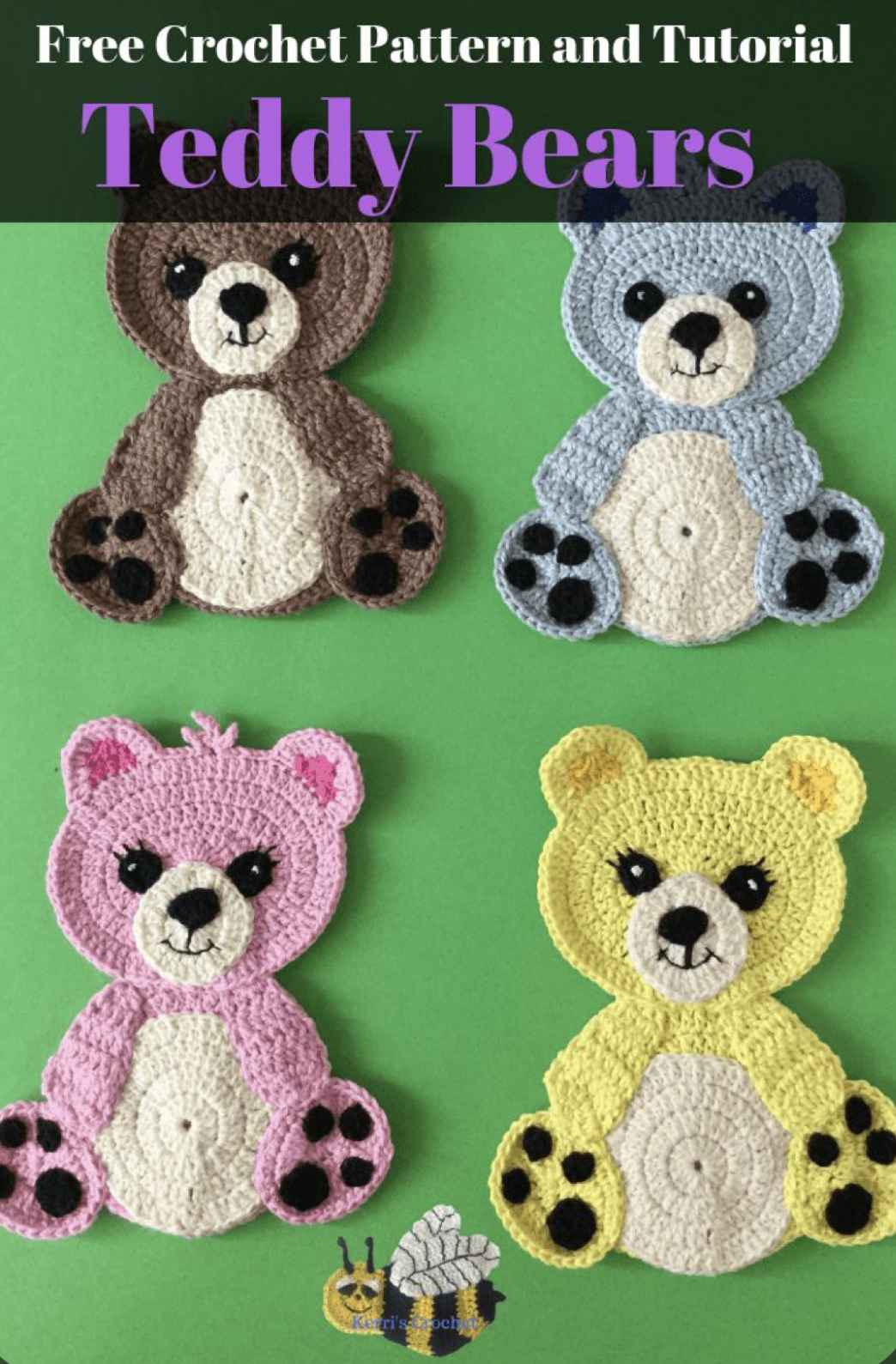 DIY Crochet Teddy Bear Applique FREE CROCHET PATTERN — Craftorator