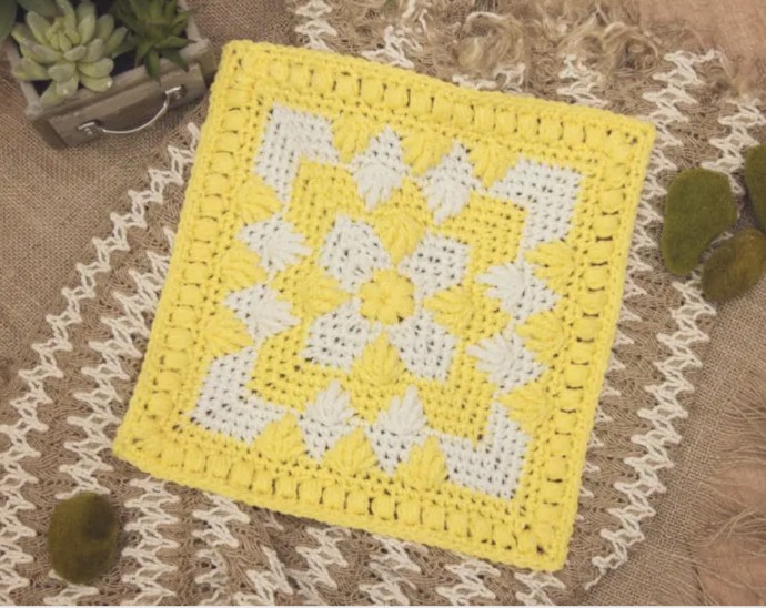 Flower & Leaf Afghan Square