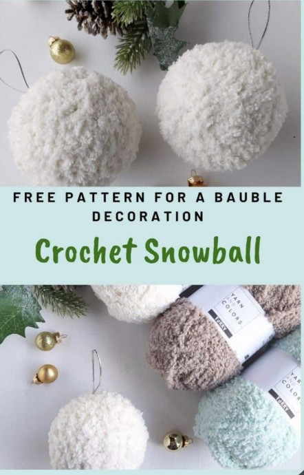 DIY Crochet Furry Snowball Baubles