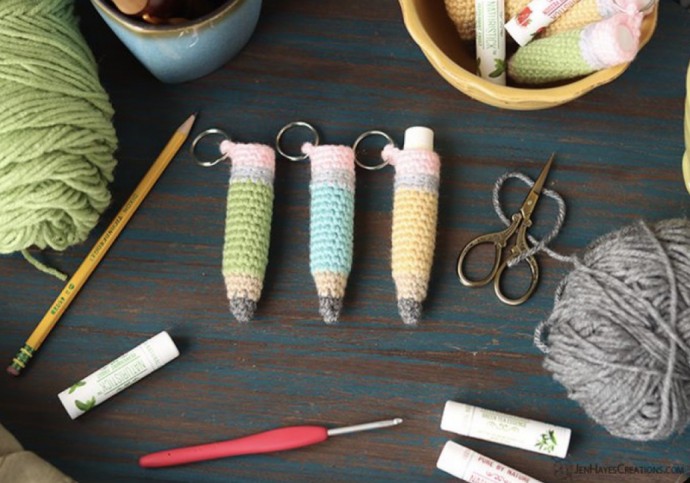 Crochet a Pencil Chapstick Holder and Keychain