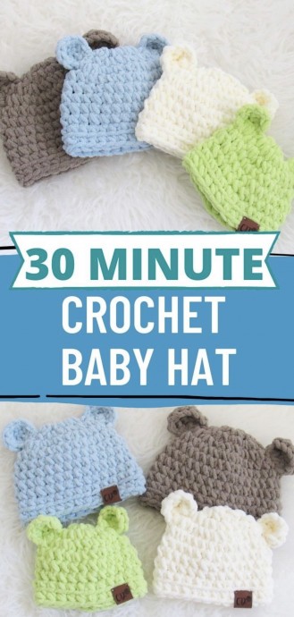 Super Quick Crochet Baby Teddy Hats