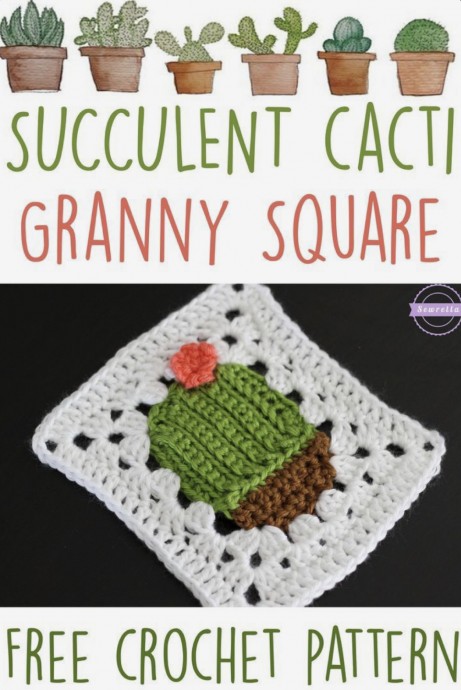 Succulent Cacti Crochet Granny Square