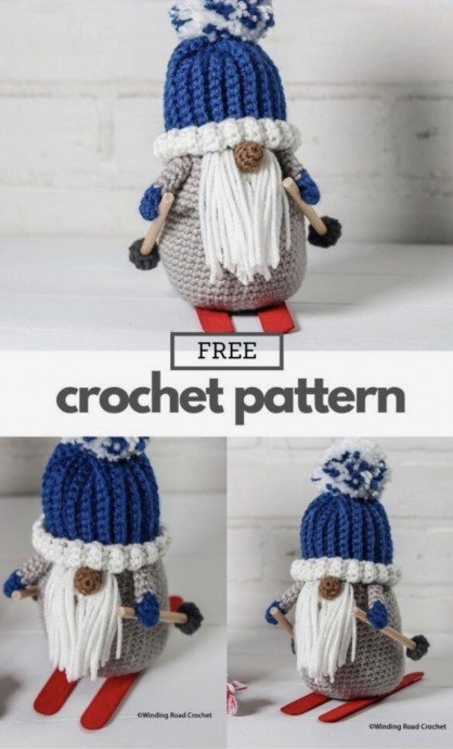 Super Cute Crochet Skiing Gnome