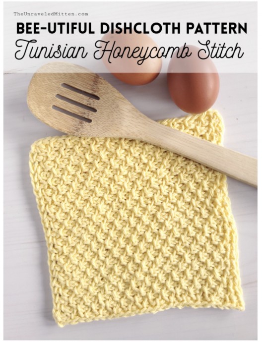 Tunisian Crochet Honeycomb Dishcloth