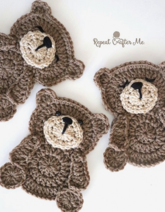 Crochet Teddy Bear Applique