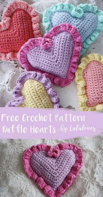 Sweet Crochet Ruffle Hearts