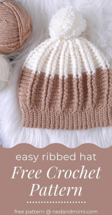 Beautiful Winter Rays Ribbed Crochet Hat