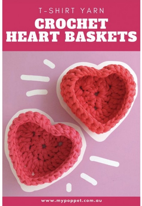 DIY Crochet Heart Shaped Storage Basket