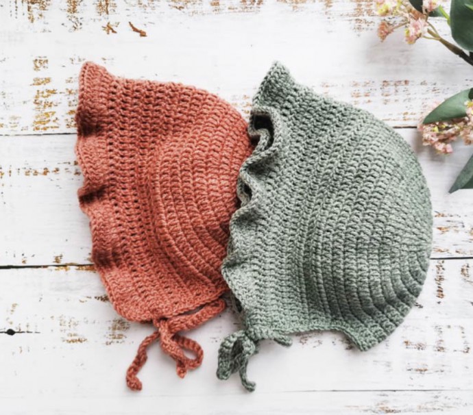 Lovely Ruffles Crochet Baby Bonnet