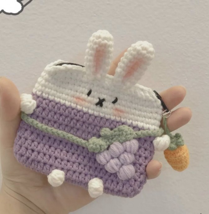 Cute Purple Grape Bunny Personal Pouch