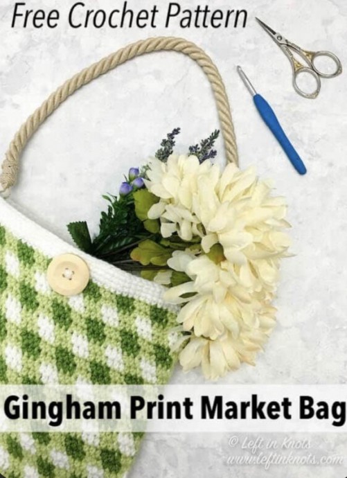 DIY Crochet Gingham Market Bag