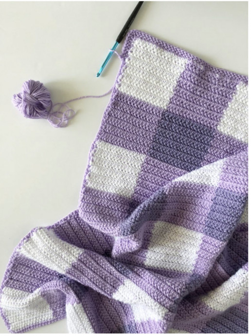 DIY Crochet Herringbone Half Gingham Blanket