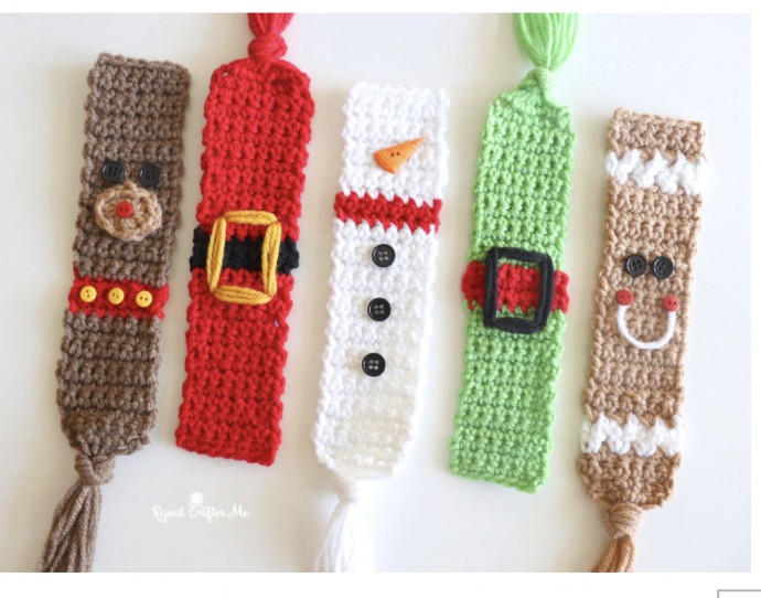 Cute Crochet Christmas Buddy Bookmarks