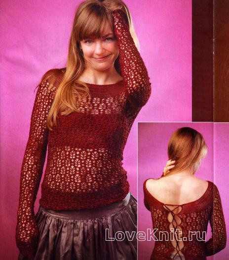 ​Crochet Burgundy Pullover with Lacing