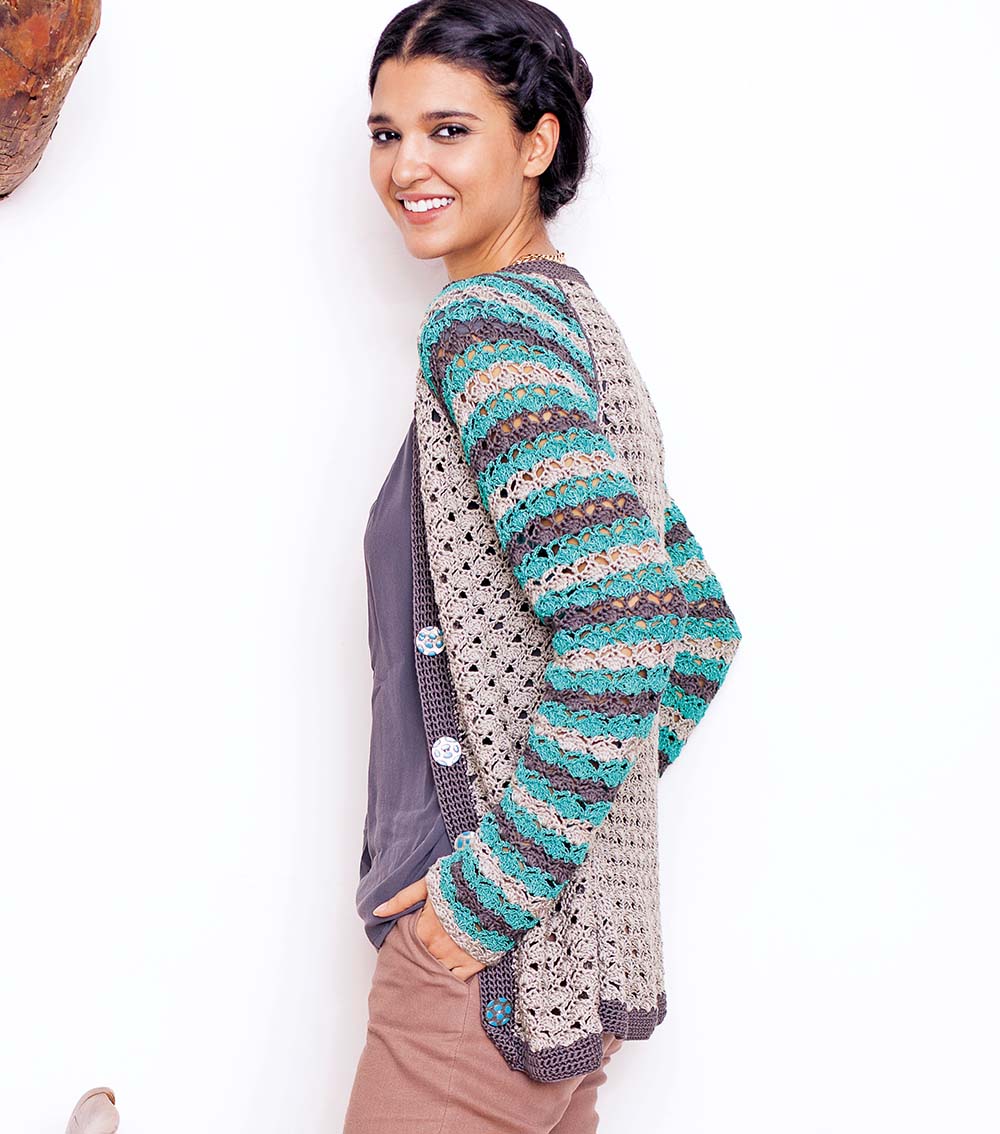 Crochet Cardigan with Striped Sleeves FREE CROCHET PATTERN — Craftorator