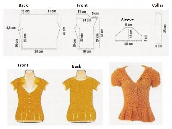 Crochet Caramel Pullover with Short Sleeves