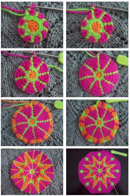 Mandala Ornament Crochet Beauty Bag