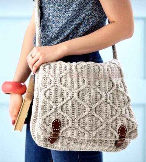 Knit Bag with Cables