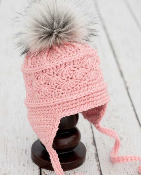 Pink Crochet Hat with Pompom