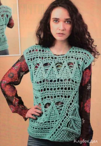 ​Turquoise Pullover with Triangles