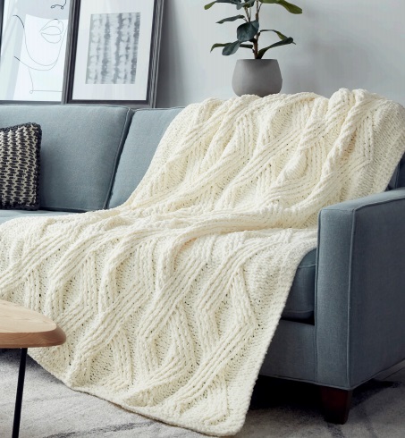 Knit Blanket with Twisted Rhombs – FREE CROCHET PATTERN — Craftorator