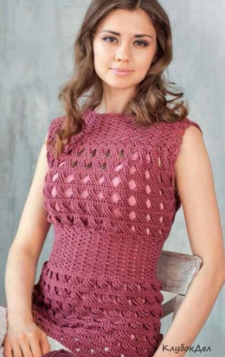 ​Crochet Burgundy Tunic