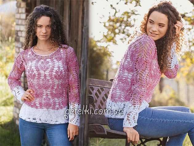 Spring Blossom Crochet Pullover