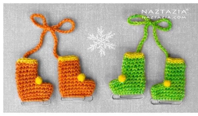 Crochet Ice Skates with a paper clip