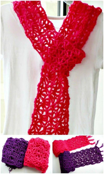 How To Free Crochet Alana Lacy Scarf Pattern: