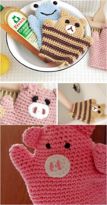 Crochet animal mitts