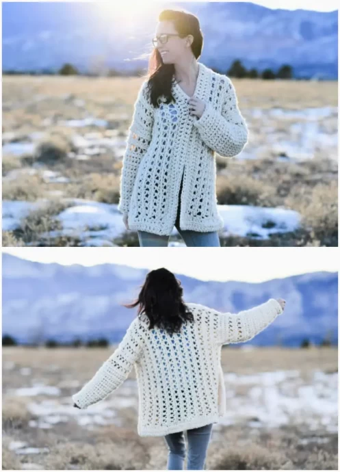 Light Snow Oversized Cardigan Crochet