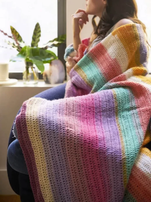 Crochet Beginner’s Delight Afghan using Lion Brand Mandala Yarn