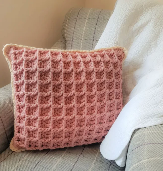 Waffle Stitch Crochet Pillow