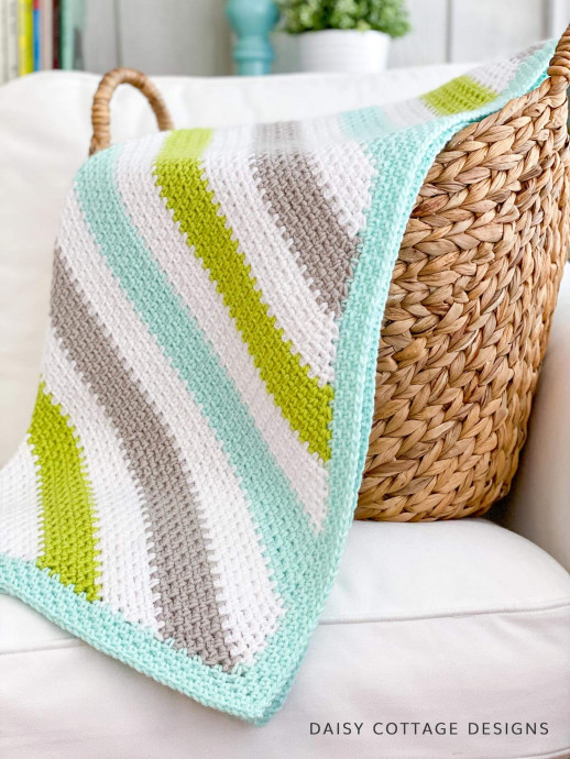 Moss Stitch Crochet Blanket