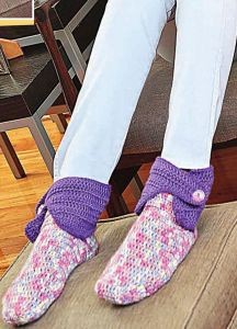 Crochet Heathered Harmony Cuff Slippers