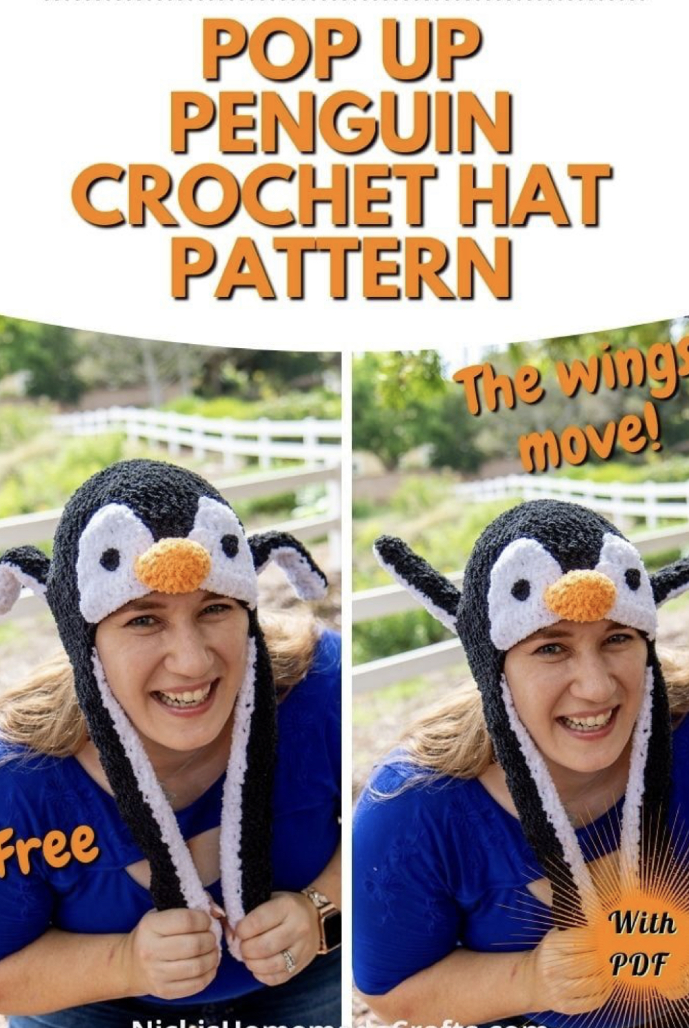 Crochet Penguin Hat with Moving Ears (Free Pattern) FREE CROCHET