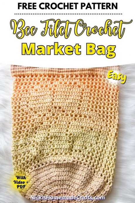Crochet Bee Filet Market Bag