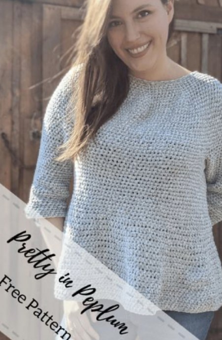 Pretty In Peplum Sweater- Free Crochet Pattern