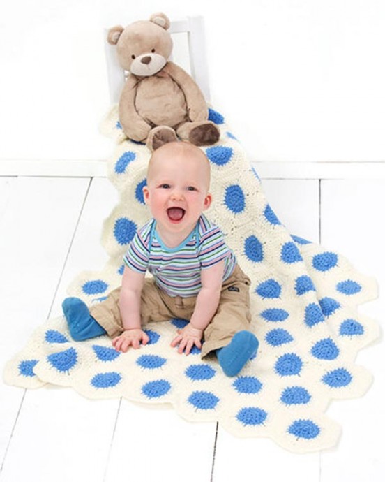 Crochet Polka-Dot Baby Blanket