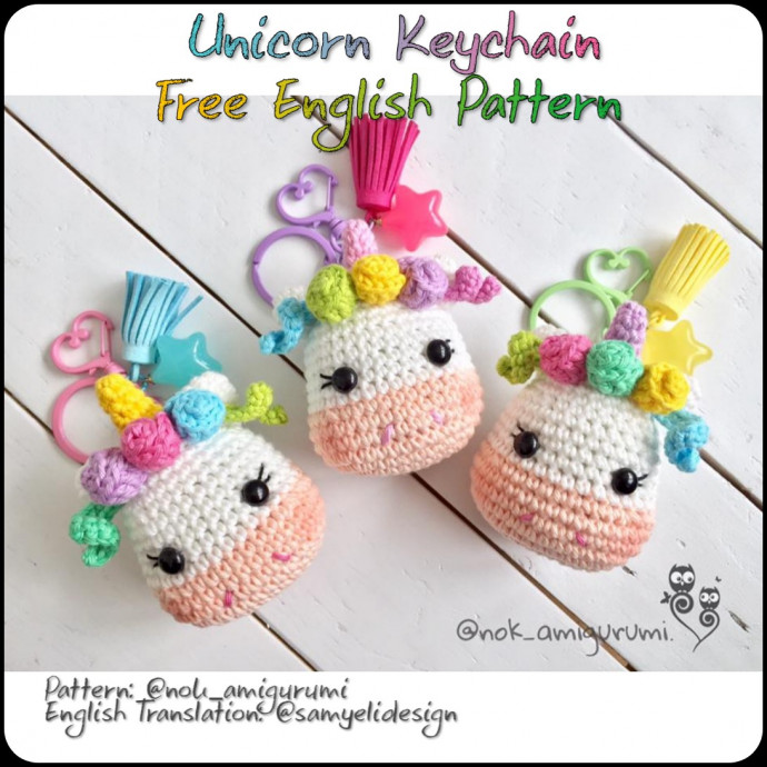 Crochet Unicorn Keychain