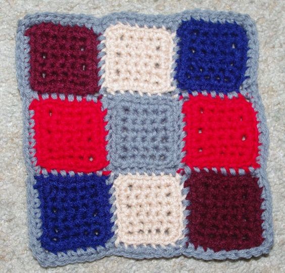 Crochet Scrap Happy Nine Patch Afghan Square