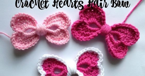 Crochet Hearts Hair Bow