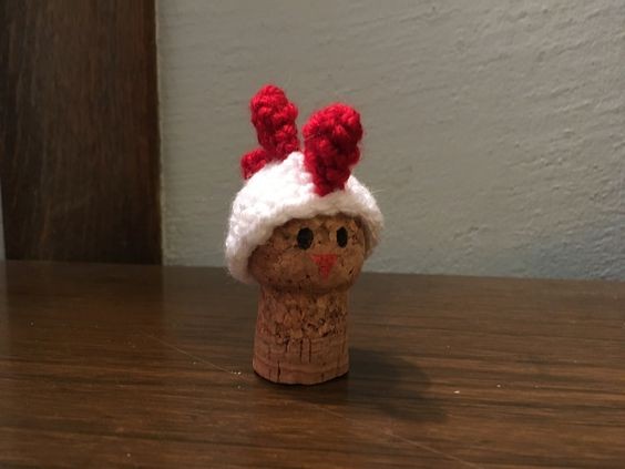 Crochet Chicken Champagne Cork Ornament