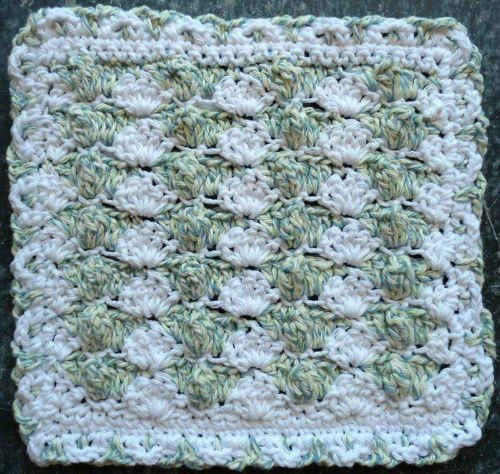 Crochet Popcorn Shells Dishcloth